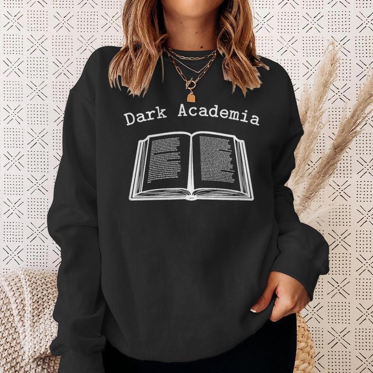 Dark Academia Aesthetic Text Open Book Dark Academic Sweatshirt Gifts for Her