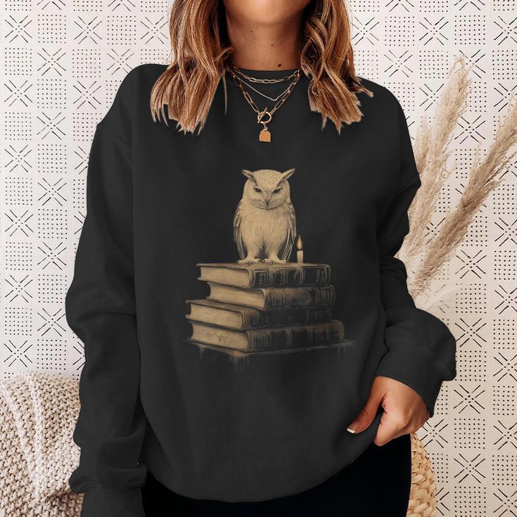 Dark Academia Vintage Owl On Books With Candle Library Sweatshirt Gifts for Her Dark Academia Vintage Owl On Books With Candle Library Sweatshirt Gifts for Her