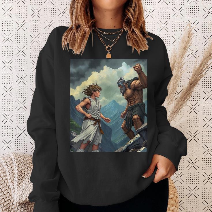 David And Goliath Bible Book Of Samuel King David Comic Sweatshirt Gifts for Her David And Goliath Bible Book Of Samuel King David Comic Sweatshirt Gifts for Her