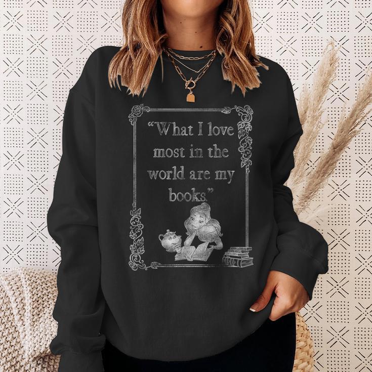 Disney Beauty And The Beast Belle Books I Love Most Quote Small Sweatshirt Gifts for Her