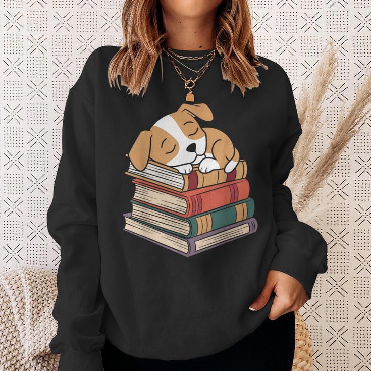 Dog Reading Book Pajama Sleep Sweatshirt Gifts for Her