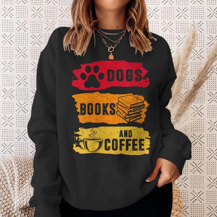 Dogs Books And Coffee Dog Book Reader Lover Sweatshirt Gifts for Her