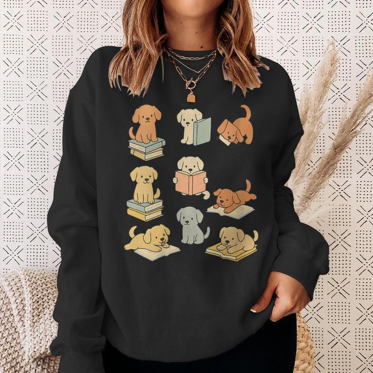 Dogs Reading Books Dog Lover Sweatshirt Gifts for Her