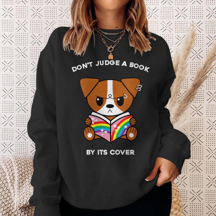 Don't Judge A Book By Its Cover Reading Jack Russell Terrier Sweatshirt Gifts for Her