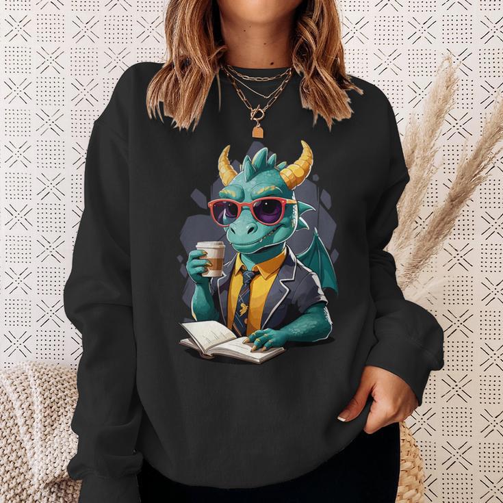 Dragon Reading Book Fantasy Reader Graphic Sweatshirt Gifts for Her
