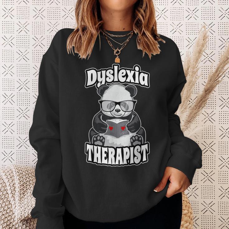 Dyslexia Therapist Teacher Dyslexic Therapy Panda Book Heart Sweatshirt Gifts for Her
