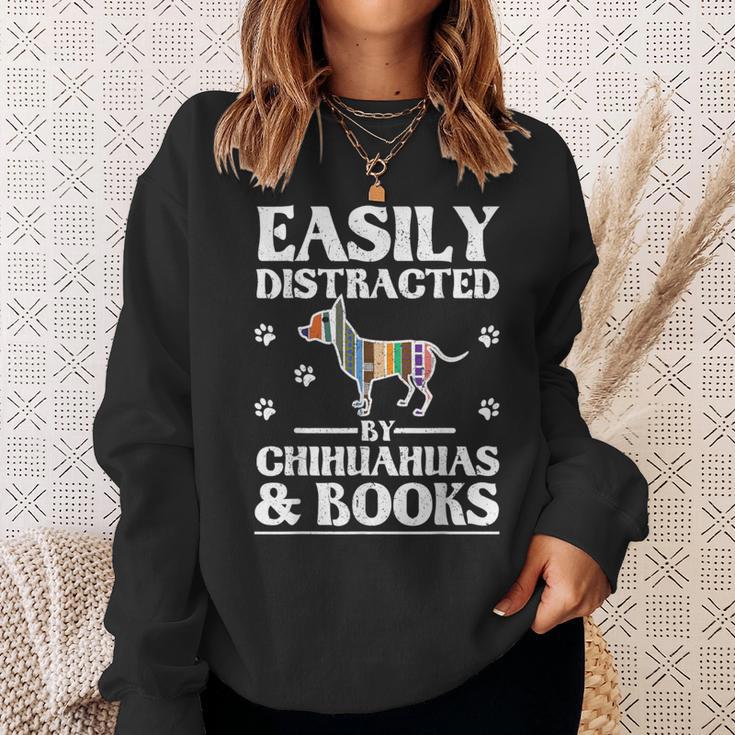 Easily Distracted By Chihuahuas & Books Sweatshirt Gifts for Her Easily Distracted By Chihuahuas & Books Sweatshirt Gifts for Her