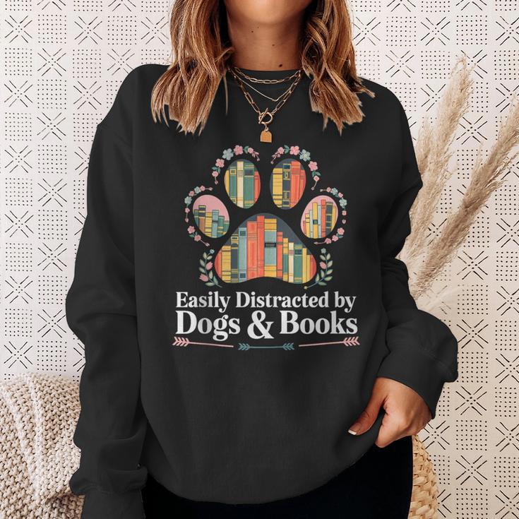 Easily Distracted By Dogs And Books Reading Sweatshirt Gifts for Her