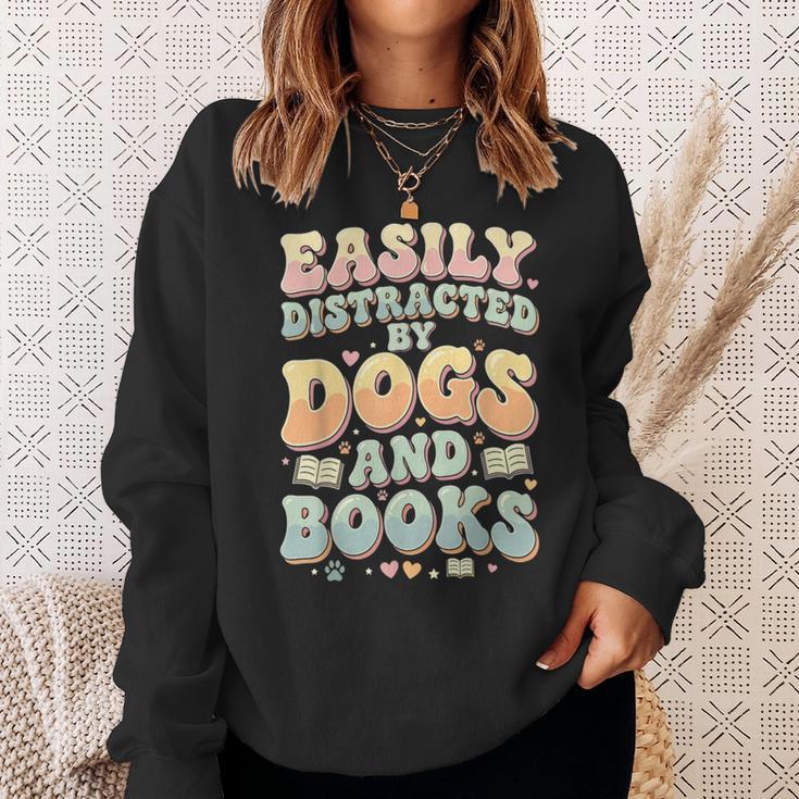Easily Distracted By Dogs And Books Teacher Dog Mom Sweatshirt Gifts for Her Easily Distracted By Dogs And Books Teacher Dog Mom Sweatshirt Gifts for Her