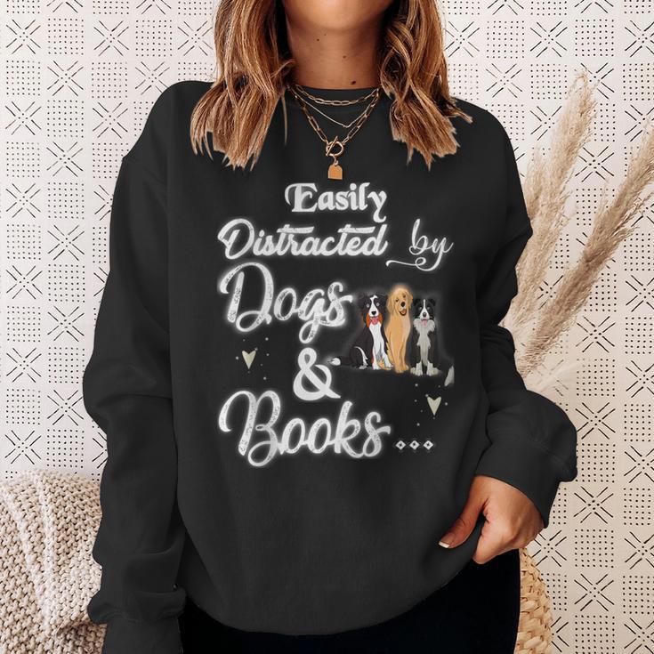 Easily Distracted By Dogs And Books Tee Sweatshirt Gifts for Her