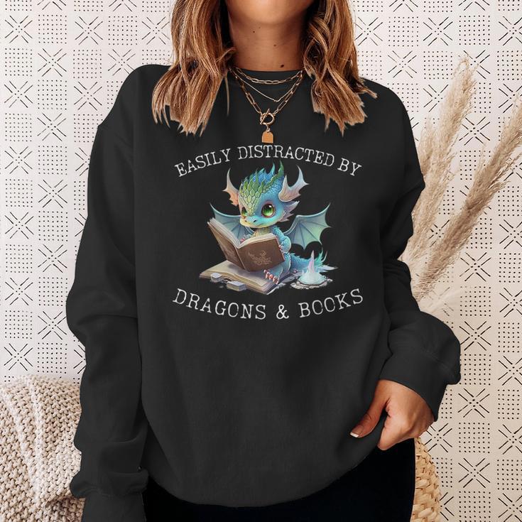 Easily Distracted By Dragons And Books Introvert Shirt Sweatshirt Gifts for Her