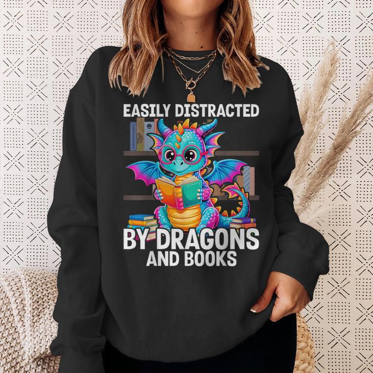 Easily Distracted By Dragons And Books Sweatshirt Gifts for Her