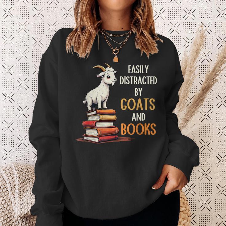 Easily Distracted By Goats And Books Goats And Book Reading Sweatshirt Gifts for Her