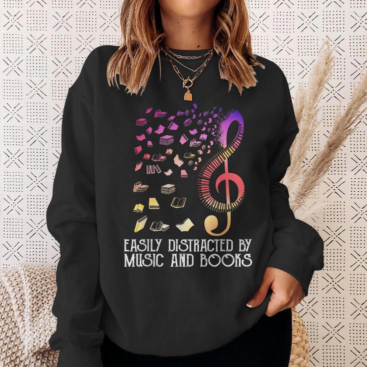 Easily Distracted By Music And Books For Book Lovers Sweatshirt Gifts for Her