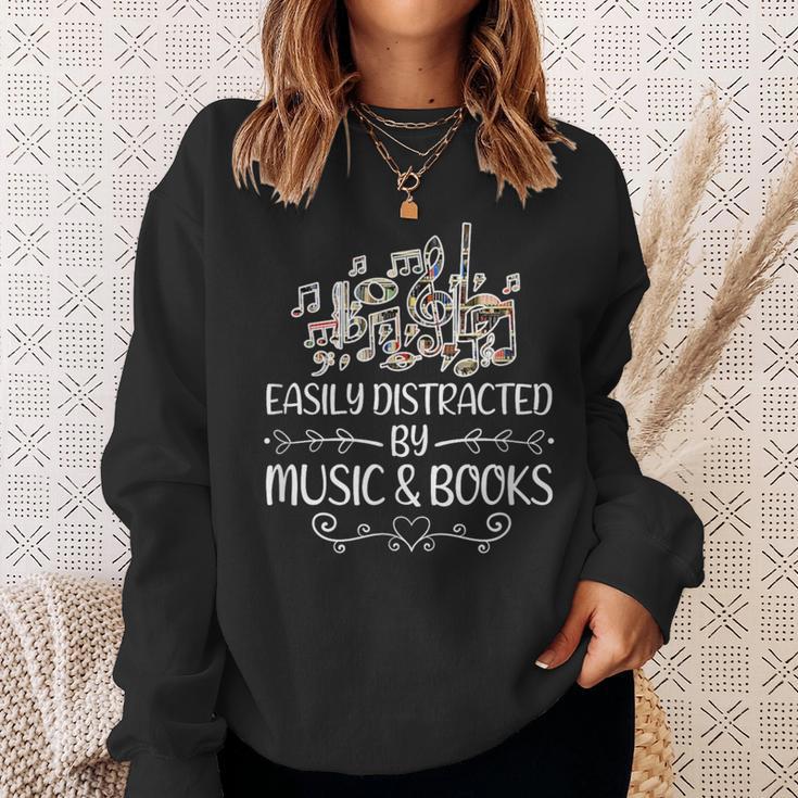 Easily Distracted By Music And Books Sweatshirt Gifts for Her Easily Distracted By Music And Books Sweatshirt Gifts for Her