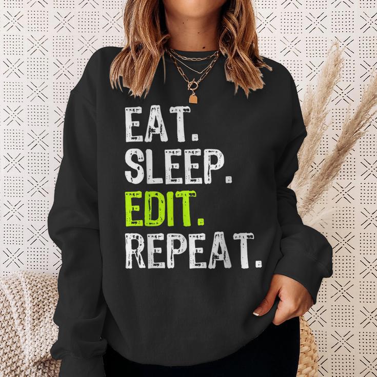 Eat Sleep Edit Repeat Editor Editing Video Film Book Sweatshirt Gifts for Her