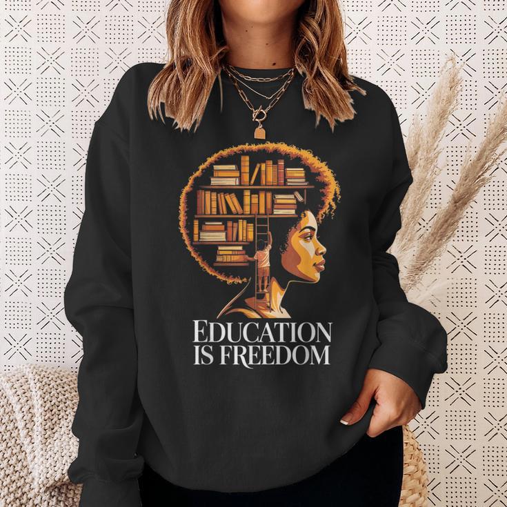 Education Is Freedom Afro Woman Book Illustration Sweatshirt Gifts for Her