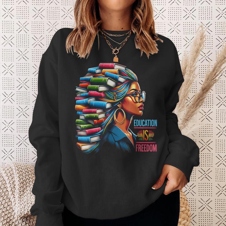 Education Is Freedom Girl Magic Books Hair Sweatshirt Gifts for Her
