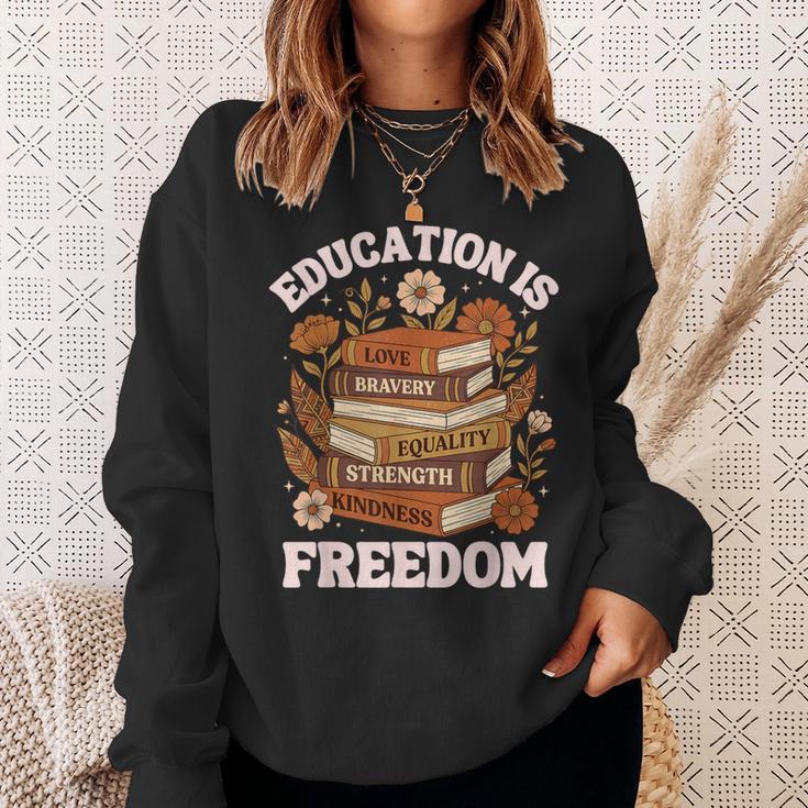Education Is Freedom History Month Book Black Teacher Sweatshirt Gifts for Her