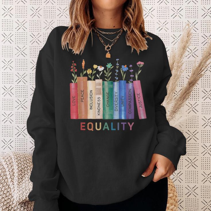 Equality Flower Books Equal Rights Social Justice Feminist Sweatshirt Gifts for Her Equality Flower Books Equal Rights Social Justice Feminist Sweatshirt Gifts for Her