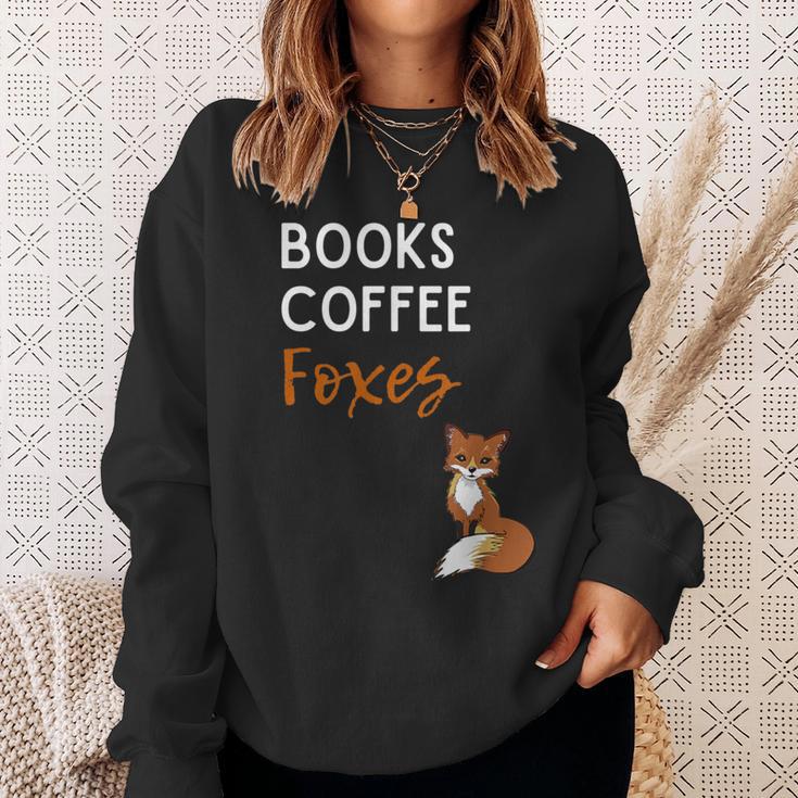 Fox Books Coffee Foxes Women Fox Graphic Cute Fox Lovers Sweatshirt Gifts for Her