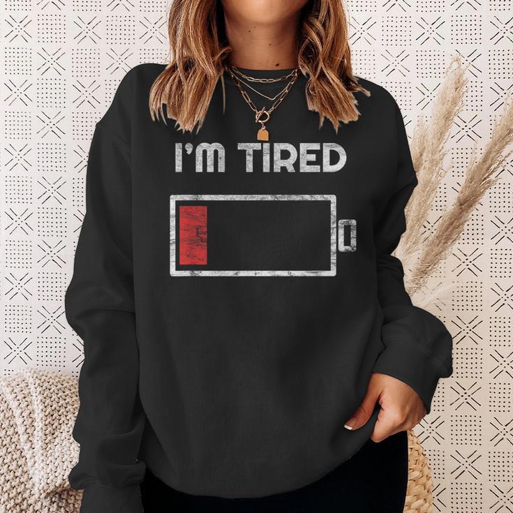I'm Tired Low Battery 空の電話シンボル スウェットシャツ 彼女への贈り物