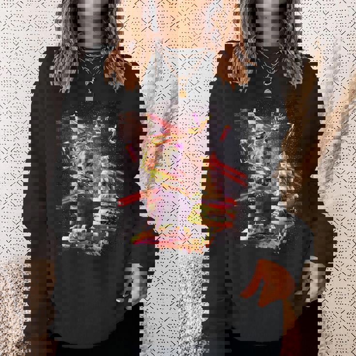 Galaxy Laser Cat On Burger -Pace Cheeseburger Cats スウェットシャツ 彼女への贈り物