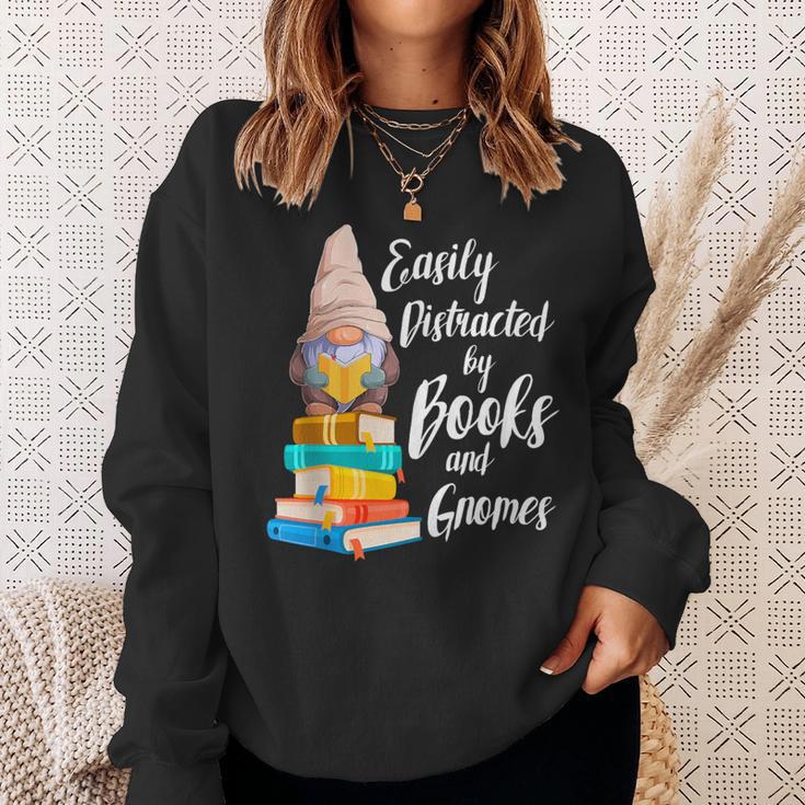 Garden Gnome Easily Distracted By Books Gnomes Sweatshirt Gifts for Her