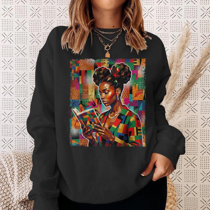 Geometric History Educated Women Reading Book Melanin Sweatshirt Gifts for Her