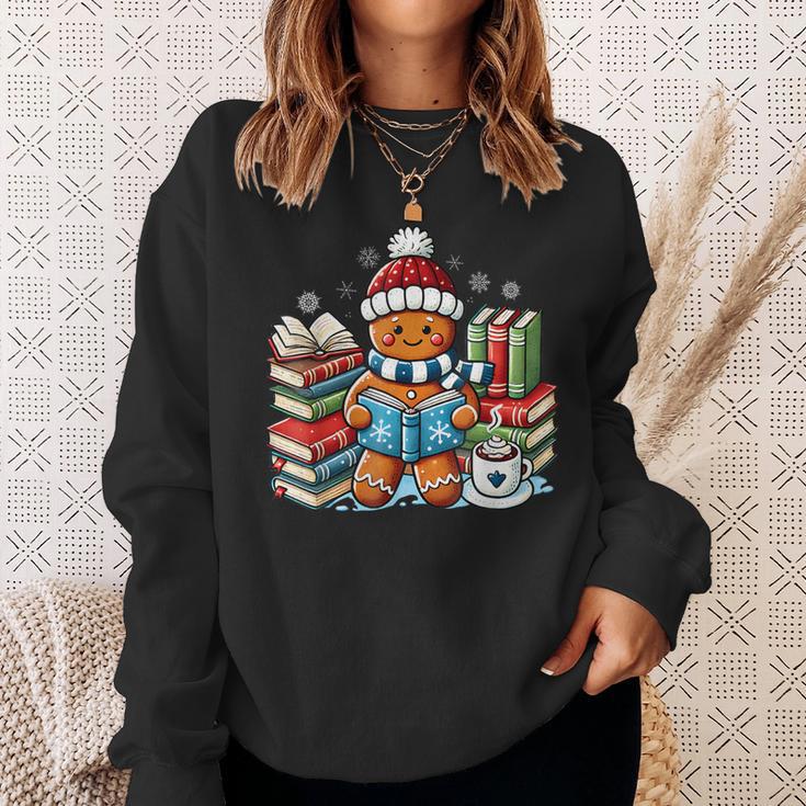 Gingerbread Reading Book Lovers Christmas Bookworm Librarian Sweatshirt Gifts for Her