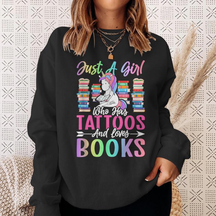 Girl Who Has Tattoos And Loves Books Tattooed Bookworm Girl Sweatshirt Gifts for Her