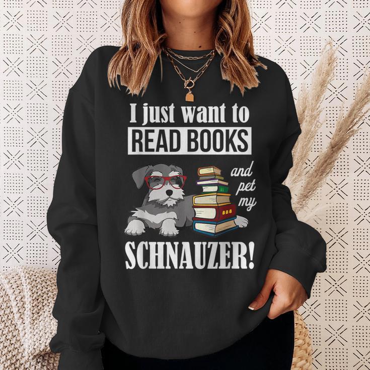Girls Boys Kids Read Books Miniature Schnauzer Lover Sweatshirt Gifts for Her