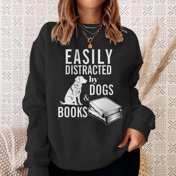 Golden Retriever Easily Distracted By Books And Dogs Premium Tri-Blend Sweatshirt Gifts for Her
