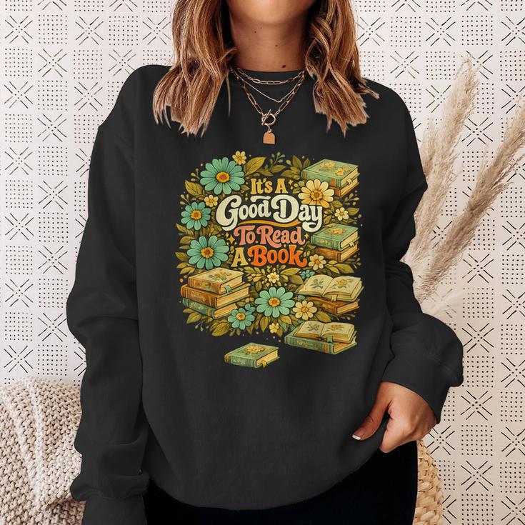 Good Day To Read A Book Floral Sweatshirt Gifts for Her