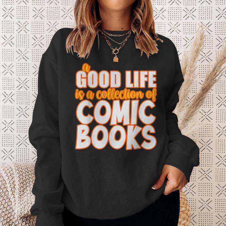 A Good Life Is A Collection Of Comic Books Graphic Vintage Sweatshirt Gifts for Her A Good Life Is A Collection Of Comic Books Graphic Vintage Sweatshirt Gifts for Her