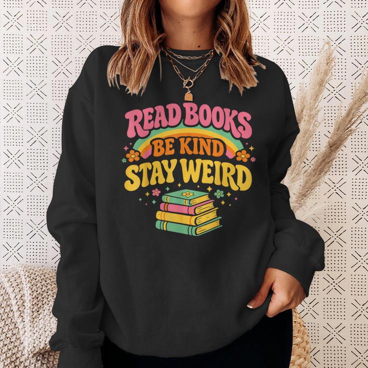 Groovy Read Books Be Kind Stay Weird Bookish Quote Sweatshirt Gifts for Her