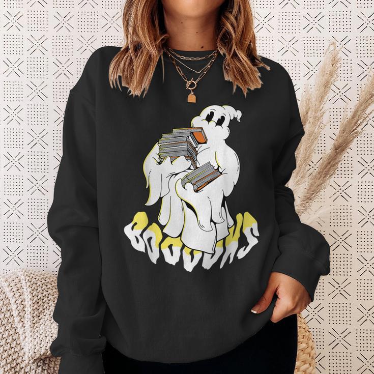 Halloween Books Cute Ghost Reading Booooks Teacher Sweatshirt Gifts for Her Halloween Books Cute Ghost Reading Booooks Teacher Sweatshirt Gifts for Her