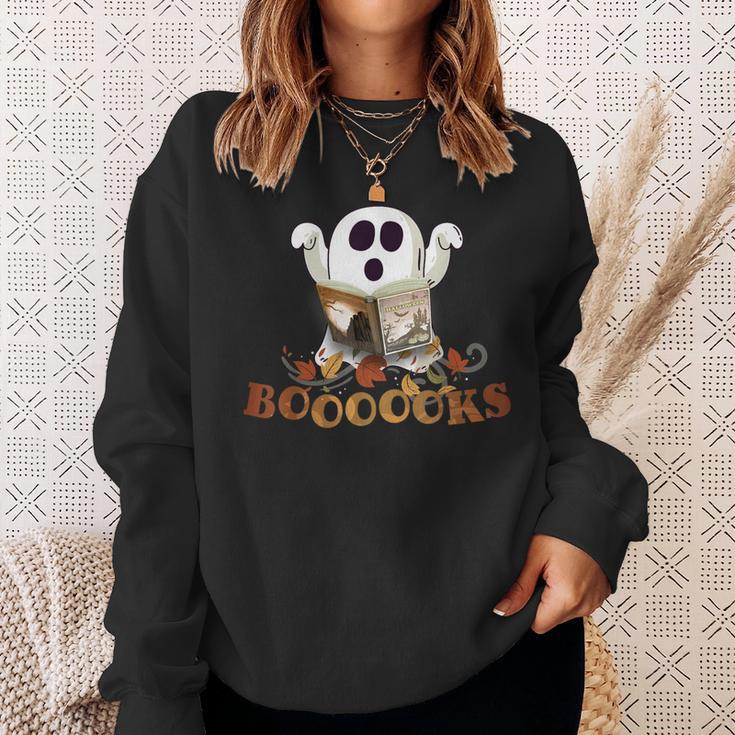 Halloween Books Cute Ghost Reading Library Boooooks Autumn Sweatshirt Gifts for Her