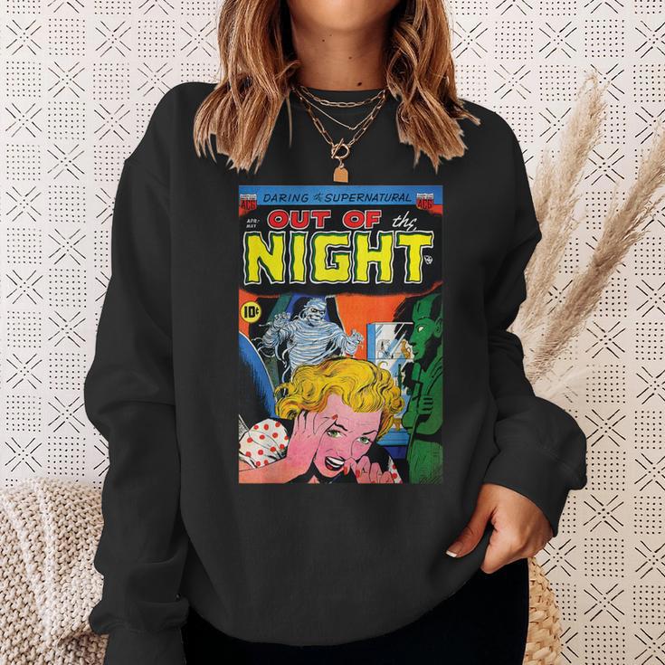 Halloween Horror Vintage Mummy Zombie Comic Book Retro Sweatshirt Gifts for Her