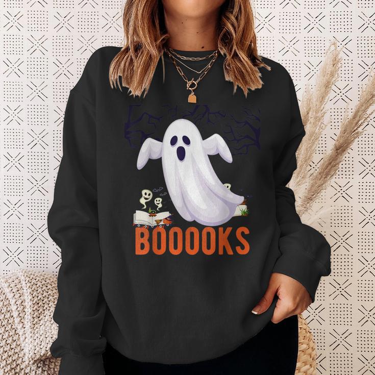 Halloween Teacher Librarian Books Reading Ghost Pun BOOOOKS Men Women Kids Sweatshirt Gifts for Her