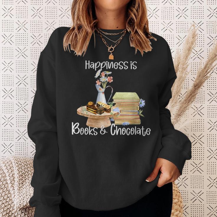 Happiness Is Books And Chocolate Sweatshirt Gifts for Her Happiness Is Books And Chocolate Sweatshirt Gifts for Her