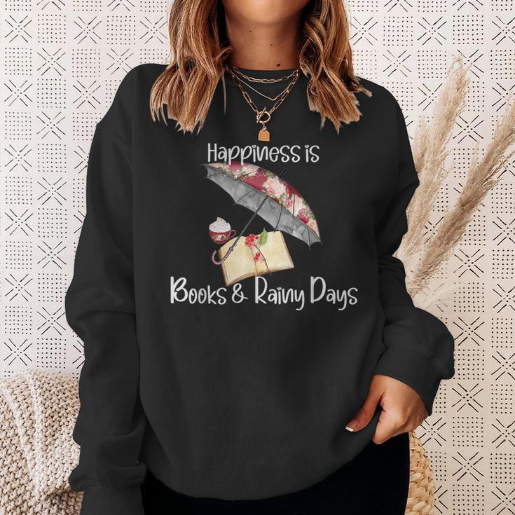 Happiness Is Books And Rainy Days Sweatshirt Gifts for Her