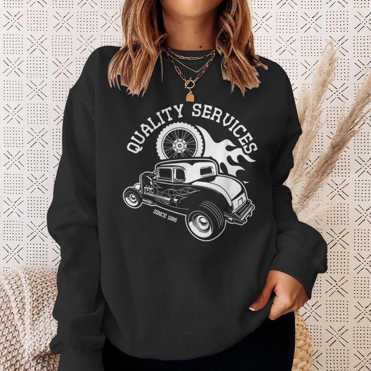 Hot Rodervice クラシック オールドアメリカンカー 自動車ガレージ スウェットシャツ 彼女への贈り物