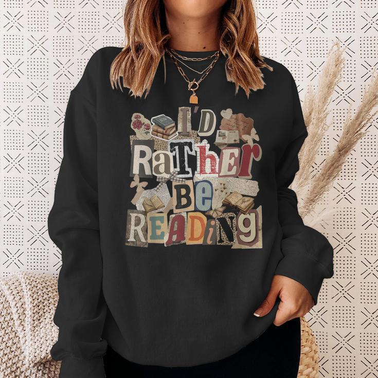 I'd Rather Be Reading Bookworm Cute Book Lover Sweatshirt Gifts for Her