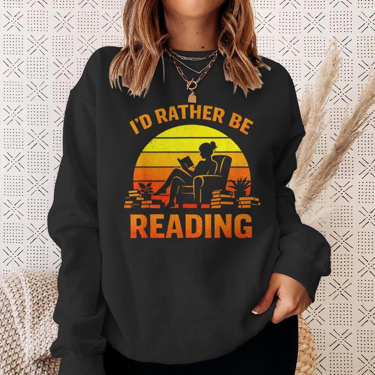 I'd Rather Be Reading Retro Book Lover Bookworm Sweatshirt Gifts for Her