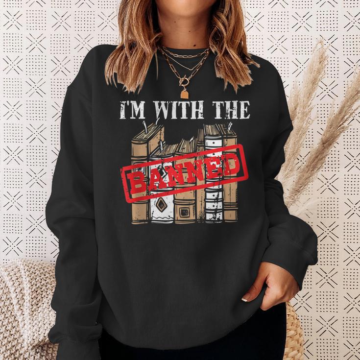 I'm With The Banned Books For a Literature Teacher Sweatshirt Gifts for Her