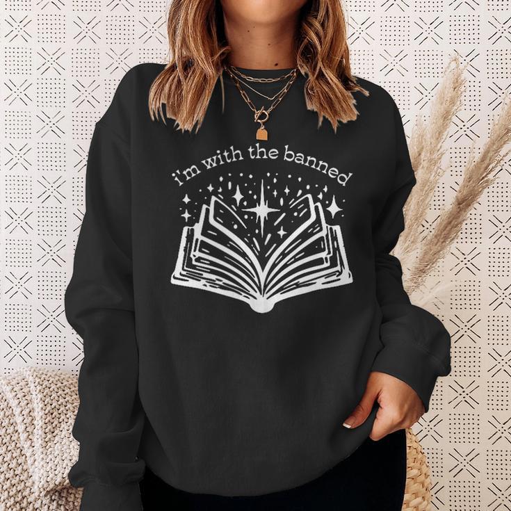 I'm With The Banned Fight Book Bans Reader Activist Reading Sweatshirt Gifts for Her