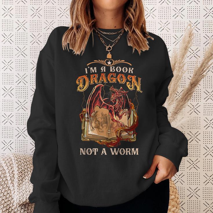 I'm a Book Dragon Not a Worm Dragon Reading a Books Sweatshirt Gifts for Her