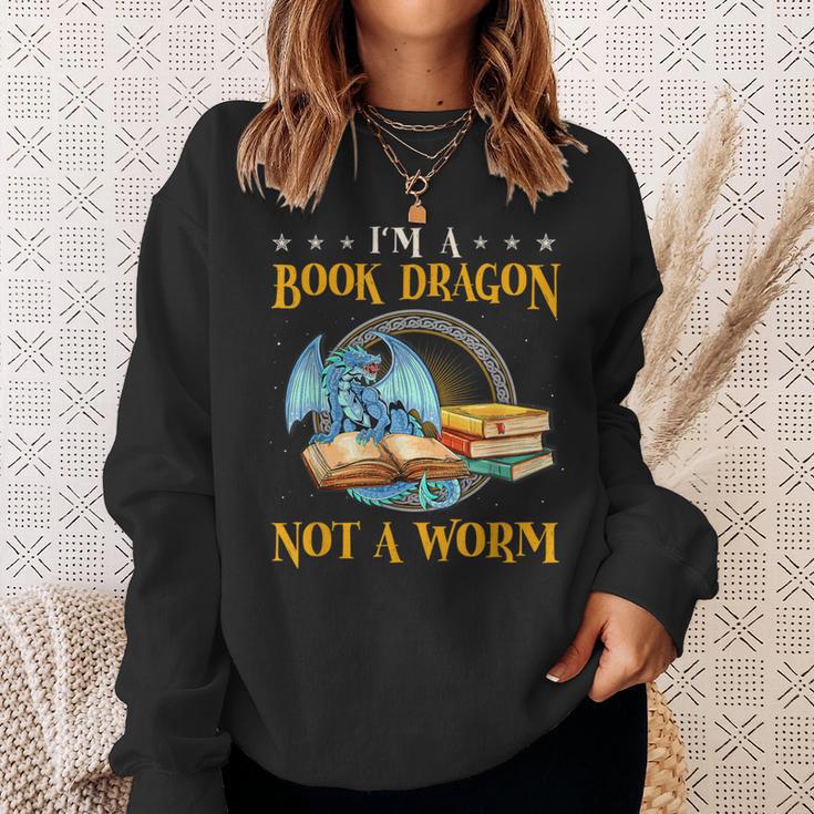I'm a Book Dragon Not a Worm Reading Readers Clothing Sweatshirt Gifts for Her