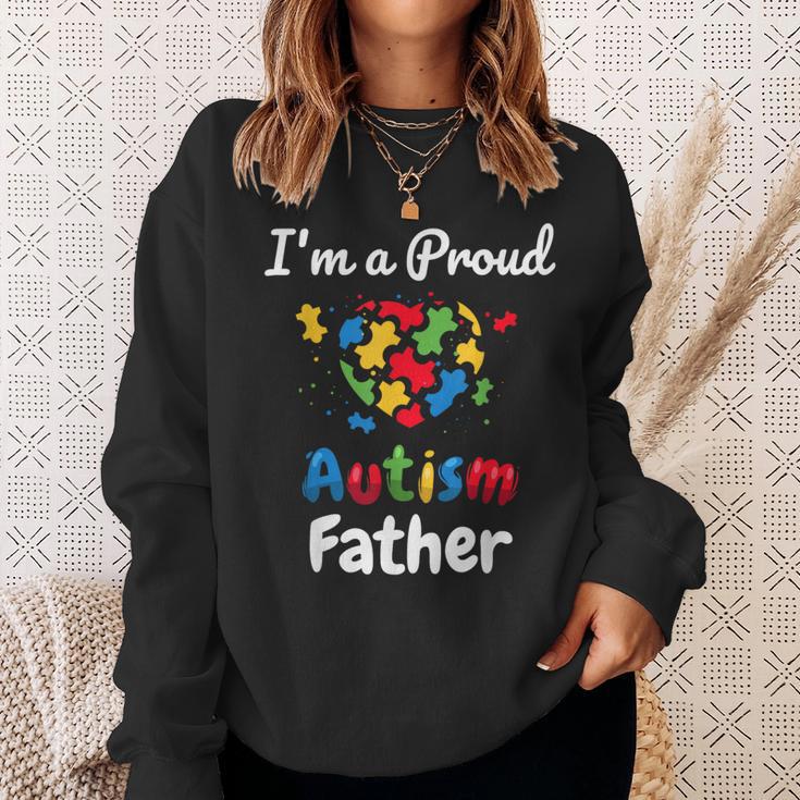 I'm A Proud Autism Father Dad Heart Sweatshirt Gifts for Her